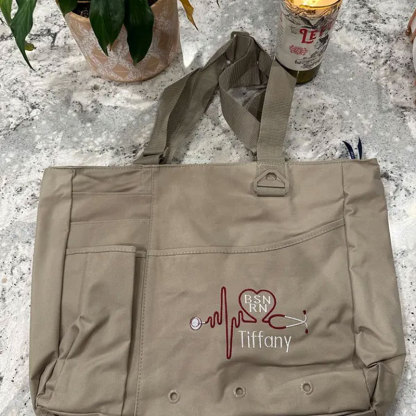 Monogrammed Nurse Utility Bag, Personalized Nurse Organizer Tote