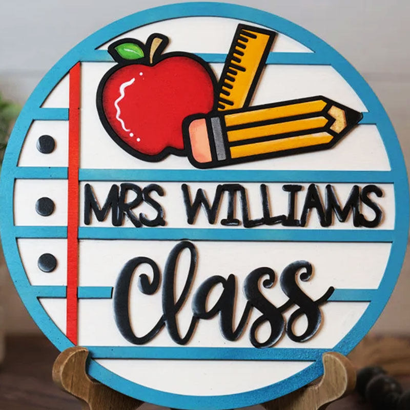 Personalized Teacher Door Sign, Classroom Notebook Paper Door Hanger