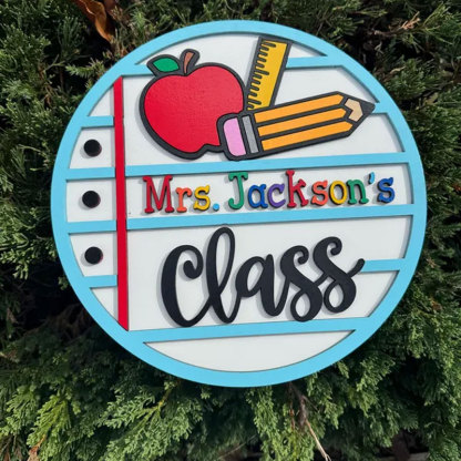 Personalized Teacher Door Sign, Classroom Notebook Paper Door Hanger