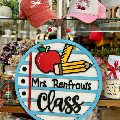 Personalized Teacher Door Sign, Classroom Notebook Paper Door Hanger