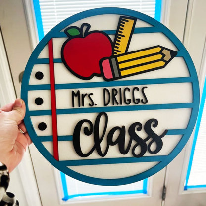 Personalized Teacher Door Sign, Classroom Notebook Paper Door Hanger