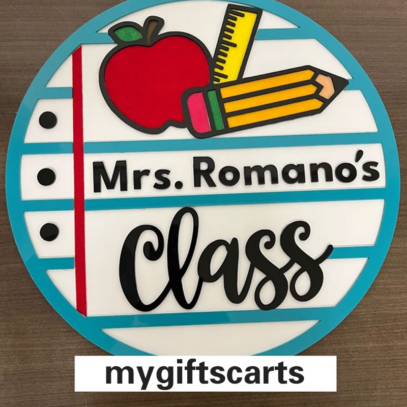 Personalized Teacher Door Sign, Classroom Notebook Paper Door Hanger