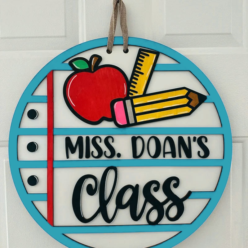 Personalized Teacher Door Sign, Classroom Notebook Paper Door Hanger