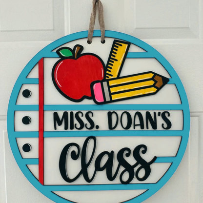 Personalized Teacher Door Sign, Classroom Notebook Paper Door Hanger