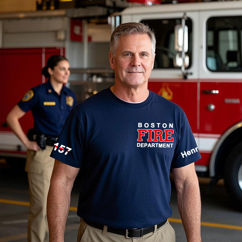 Firefighter Shirt Personalized Name, Badge Number and Fire Department