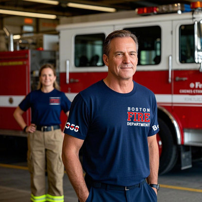 Firefighter Shirt Personalized Name, Badge Number and Fire Department