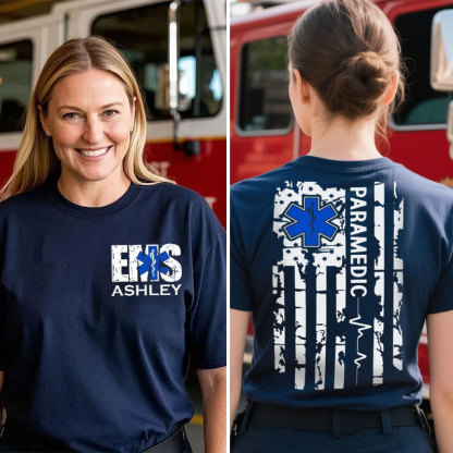 Custom Name EMS Tshirt, Personalized Paramedic Tee