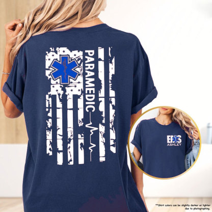 Custom Name EMS Tshirt, Personalized Paramedic Tee