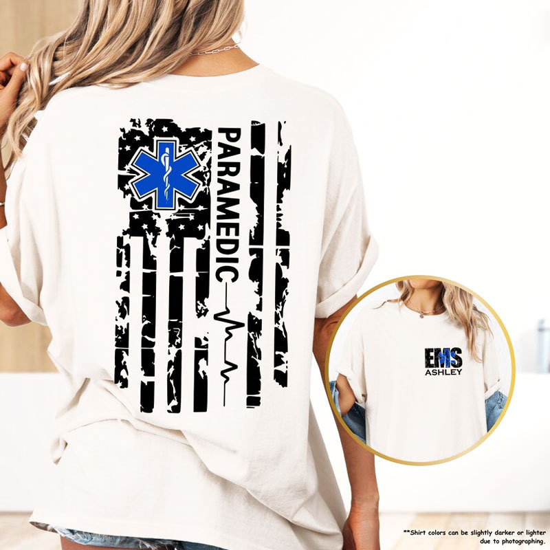 Custom Name EMS Tshirt, Personalized Paramedic Tee