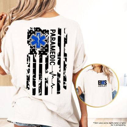 Custom Name EMS Tshirt, Personalized Paramedic Tee