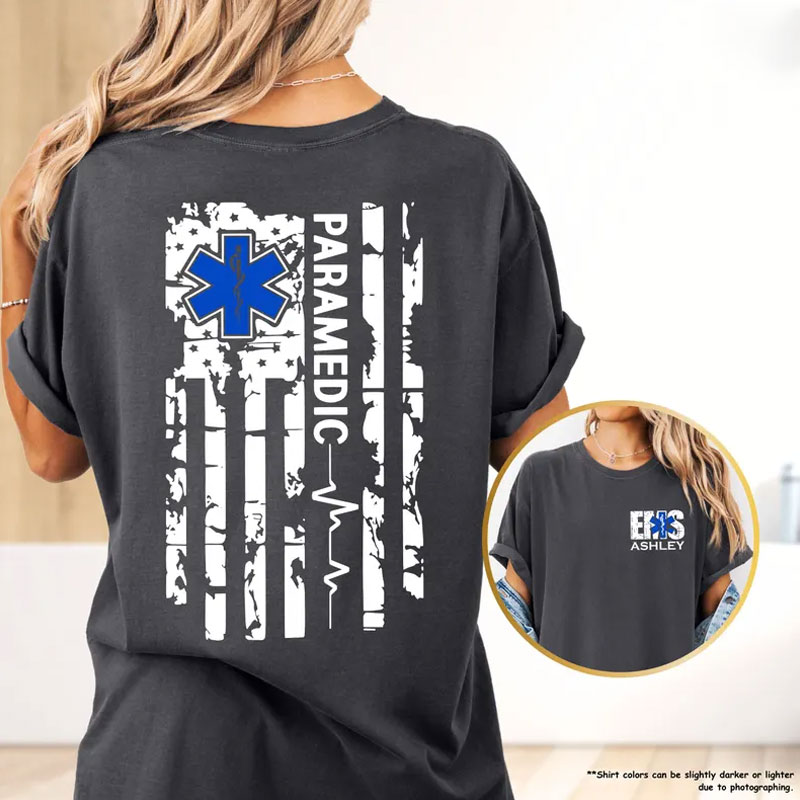 Custom Name EMS Tshirt, Personalized Paramedic Tee