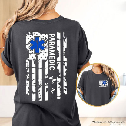 Custom Name EMS Tshirt, Personalized Paramedic Tee