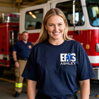 Custom Name EMS Tshirt, Personalized Paramedic Tee