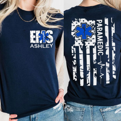 Custom Name EMS Tshirt, Personalized Paramedic Tee