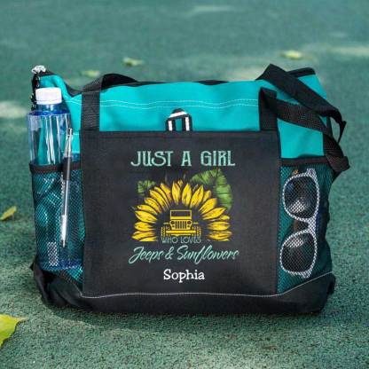 Just a Girl Who Loves Jeeps and Sunflowers Personalized Tote Bag