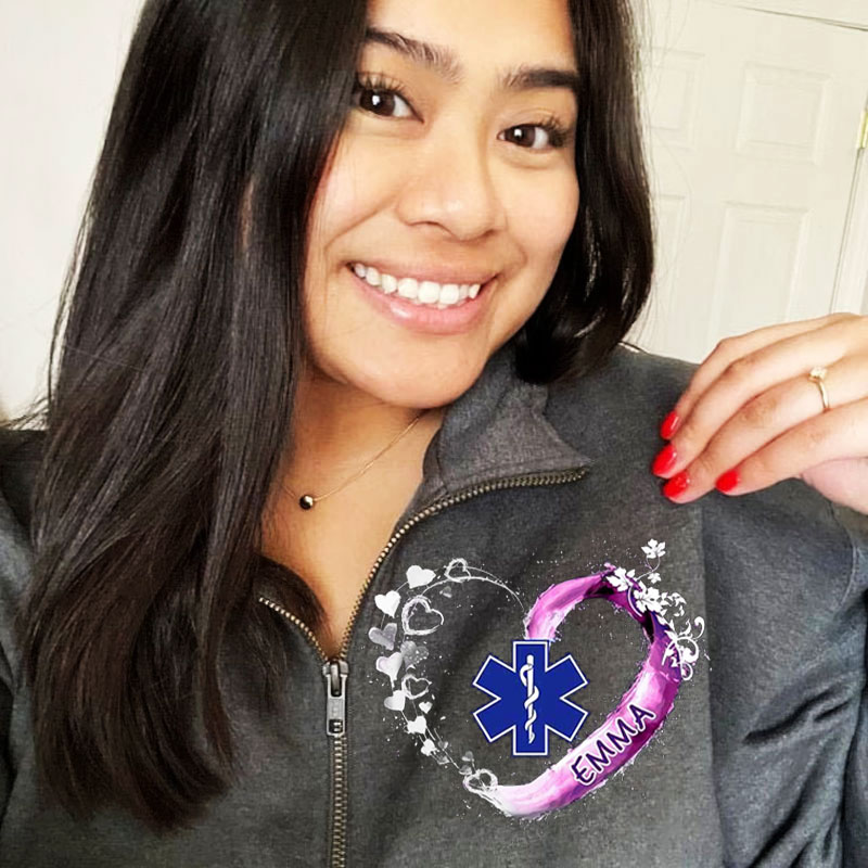 Paramedic EMS EMT Beautiful Heart Personalized Black  Zip Pullover Sweatshirt