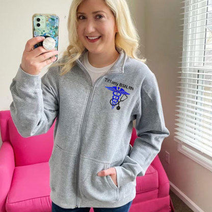 Nurse Stethoscope Jacket RN Zip Pullover Sweatshirt Jacket Gift For Nurse