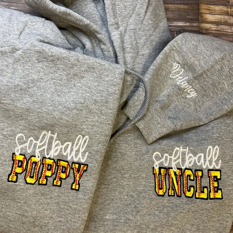 Softball Mom Custom Embroidered With Kid Name Zip Pullover Sweatshirt