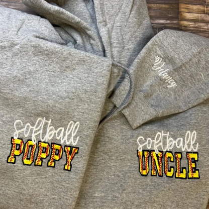 Softball Mom Custom Embroidered With Kid Name Zip Pullover Sweatshirt