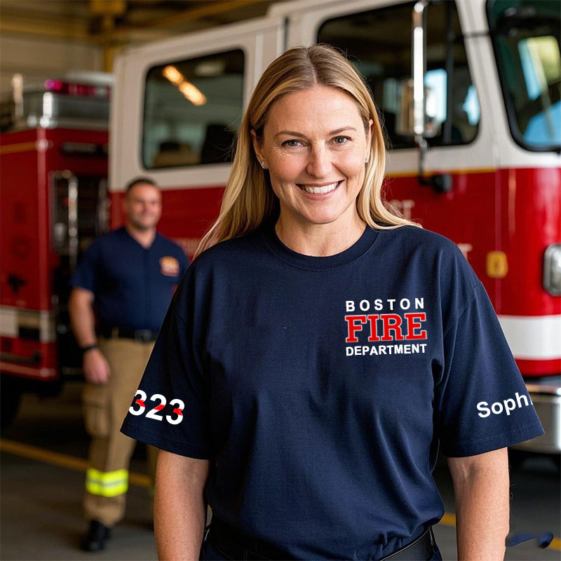 Firefighter Shirt Personalized Name, Badge Number and Fire Department