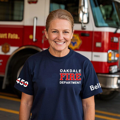 Firefighter Shirt Personalized Name, Badge Number and Fire Department