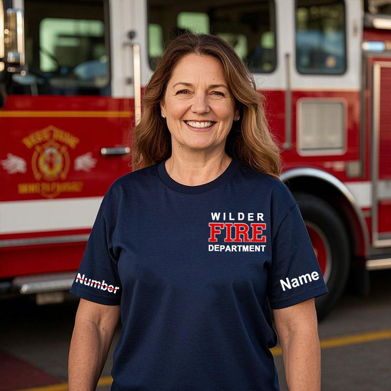 Firefighter Shirt Personalized Name, Badge Number and Fire Department