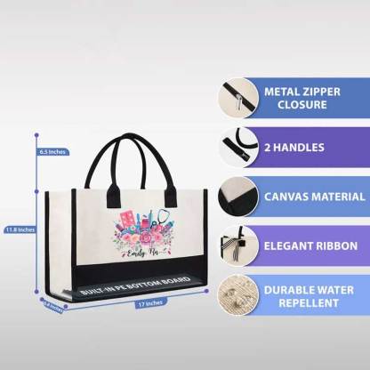 Personalized Flower RN Canvas Tote Bag
