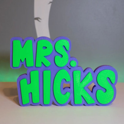 Teacher Name Plate Multicolor 3D Teacher Name Sign