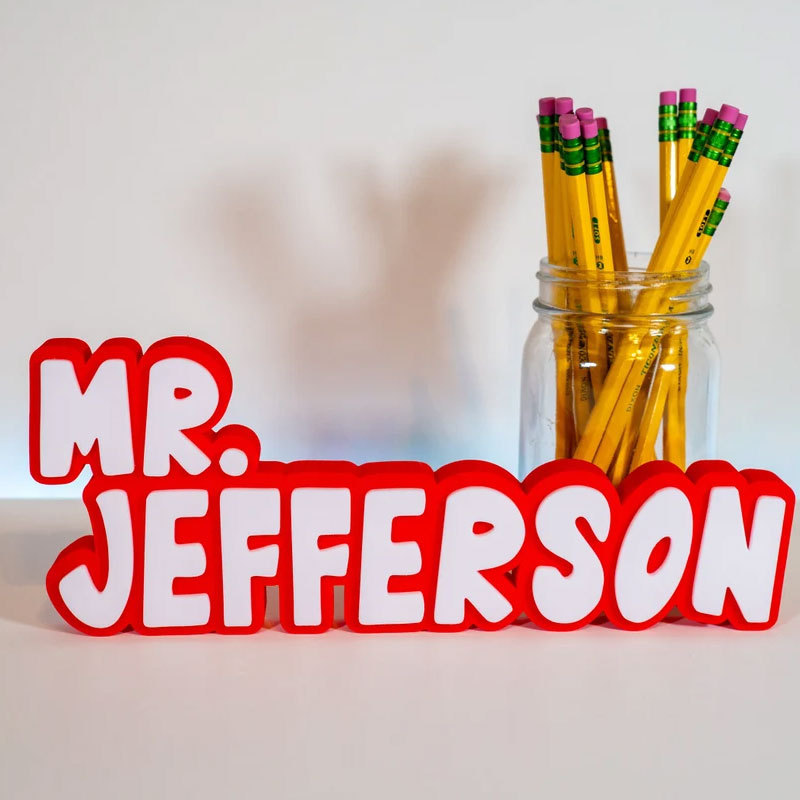 Teacher Name Plate Multicolor 3D Teacher Name Sign