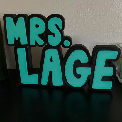 Teacher Name Plate Multicolor 3D Teacher Name Sign