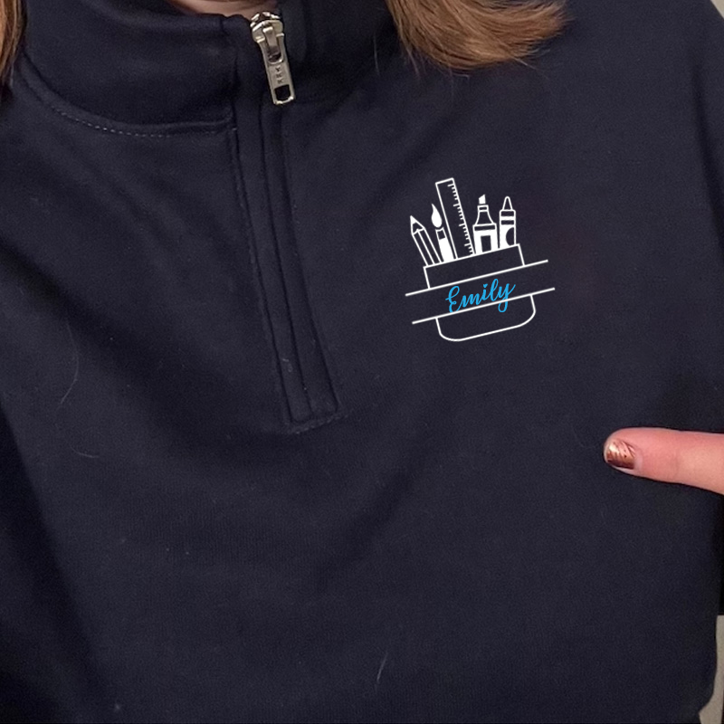 Teacher Split Monogram Pullover Sweatshirt
