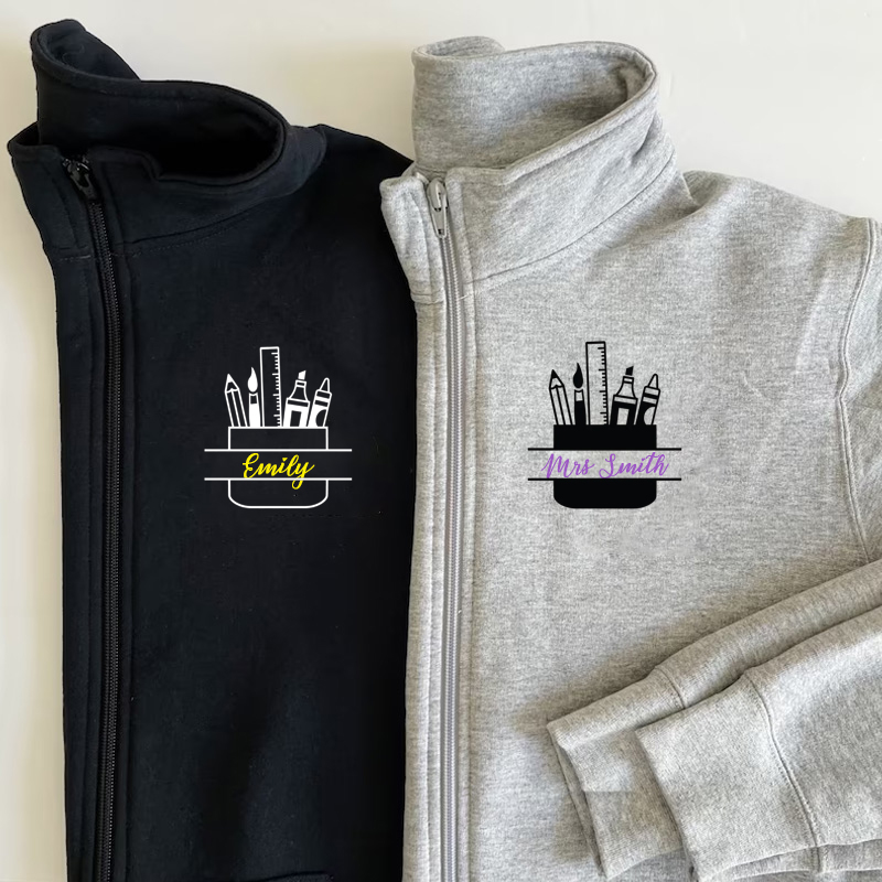 Teacher Split Monogram Pullover Sweatshirt