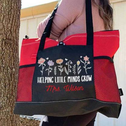 Helping Little Minds Grown Personalized Teacher Tote Bag
