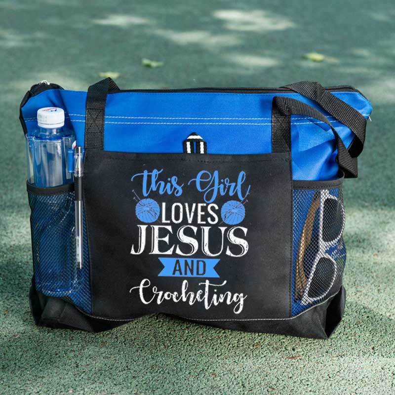 This Girl Loves Jesus and Crocheting Tote Bag