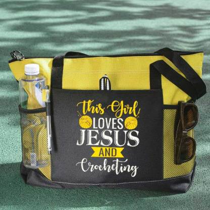 This Girl Loves Jesus and Crocheting Tote Bag