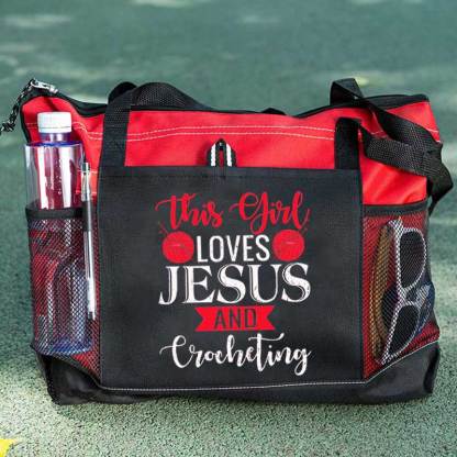 This Girl Loves Jesus and Crocheting Tote Bag