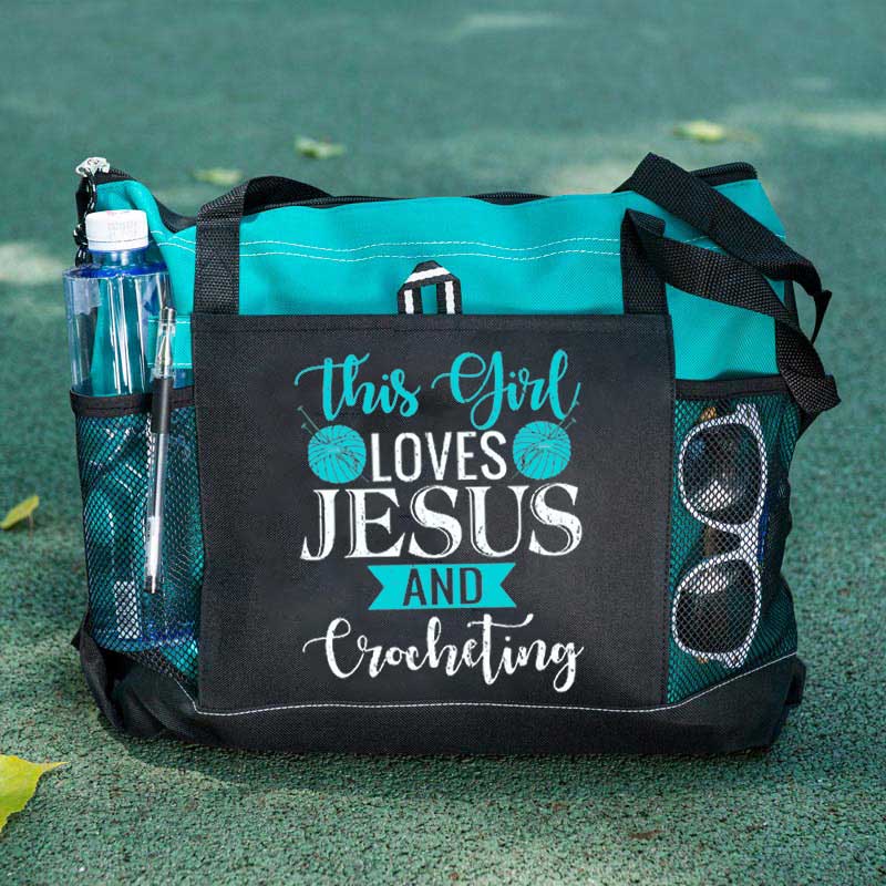 This Girl Loves Jesus and Crocheting Tote Bag