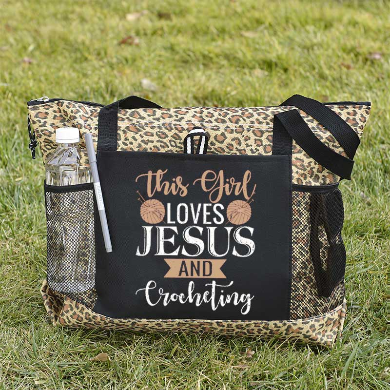 This Girl Loves Jesus and Crocheting Tote Bag