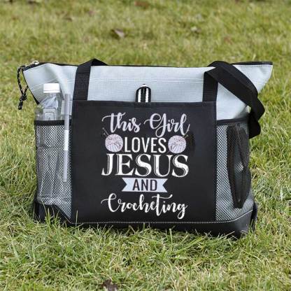 This Girl Loves Jesus and Crocheting Tote Bag