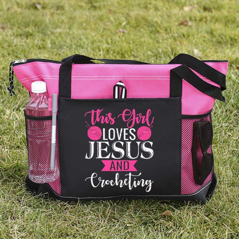 This Girl Loves Jesus and Crocheting Tote Bag