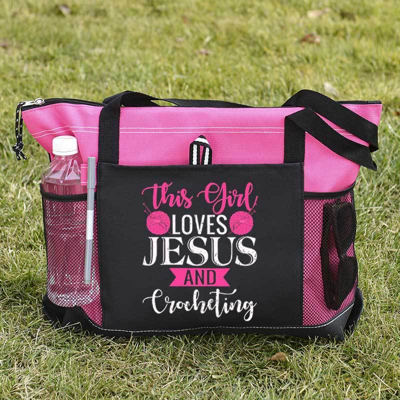 This Girl Loves Jesus and Crocheting Tote Bag