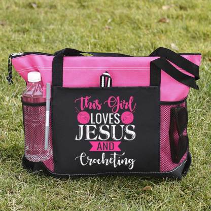 This Girl Loves Jesus and Crocheting Tote Bag