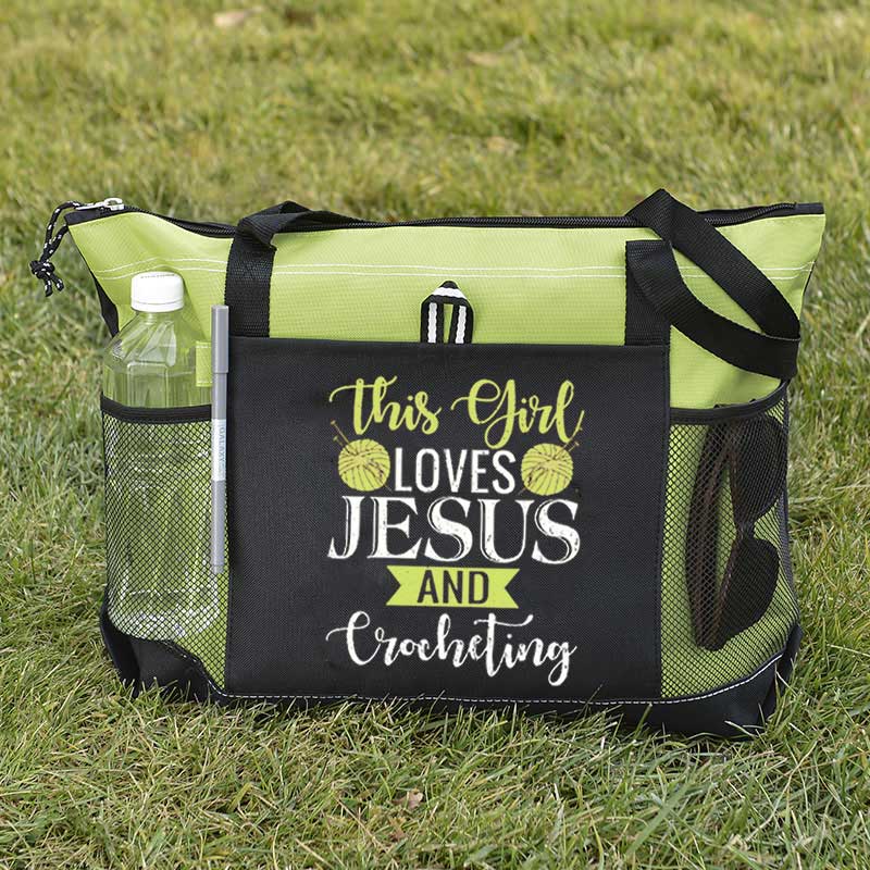 This Girl Loves Jesus and Crocheting Tote Bag