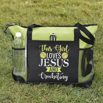 This Girl Loves Jesus and Crocheting Tote Bag