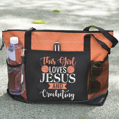This Girl Loves Jesus and Crocheting Tote Bag