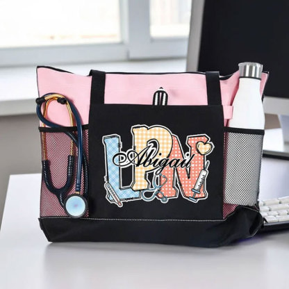 Personalized Multi-color Medical Elements Large Tote Bag with Name and Title