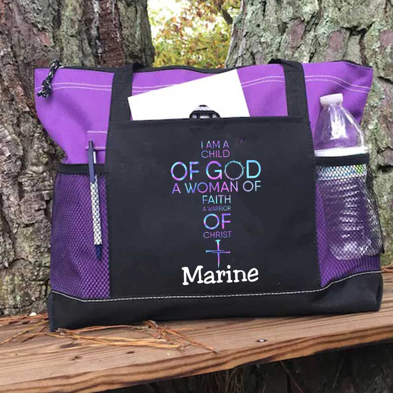 Child of God, Woman of Faith, Warrior of Christ Tote Bag