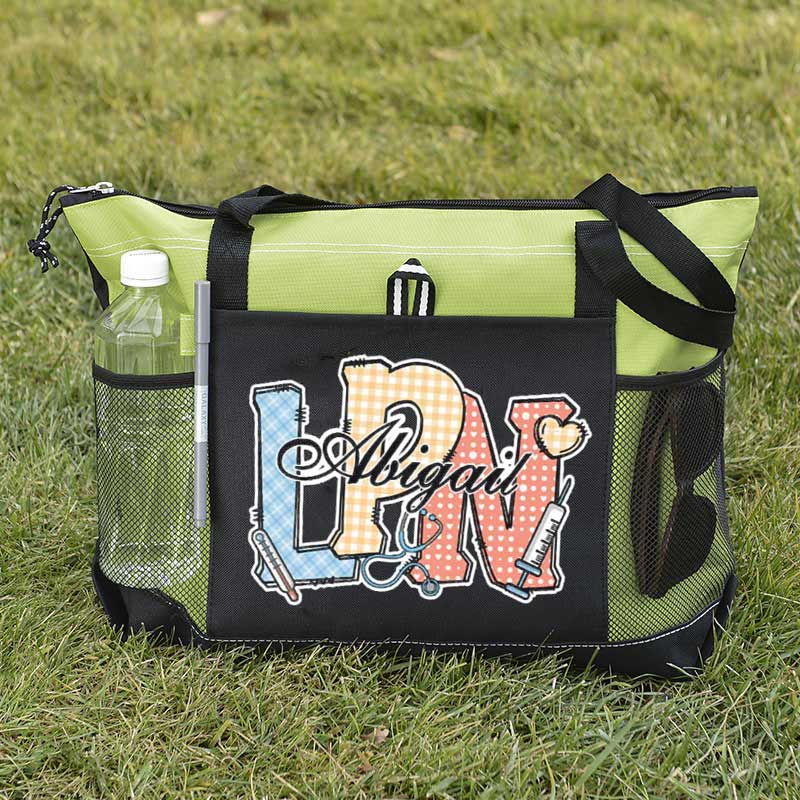 Personalized Multi-color Medical Elements Large Tote Bag with Name and Title