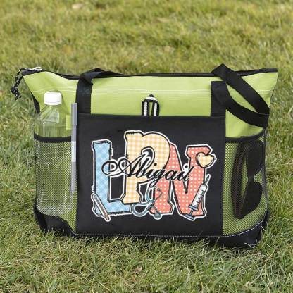 Personalized Multi-color Medical Elements Large Tote Bag with Name and Title