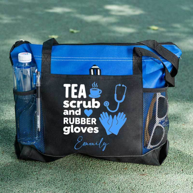 Tea Scrubs and Rubber Gloves Tote Bag